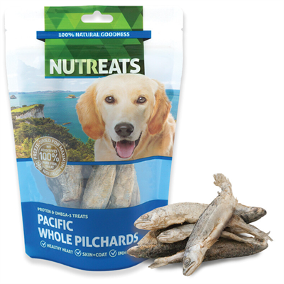 NUTREATS Pacific Whole Pilchards นูทรีทส์ ปลาพิลเชิร์ดทั้งตัว ขนมสุนัขฟรีซดรายเพื่อสุขภาพ เสริมกระดูกและกล้ามเนื้อ (50g)